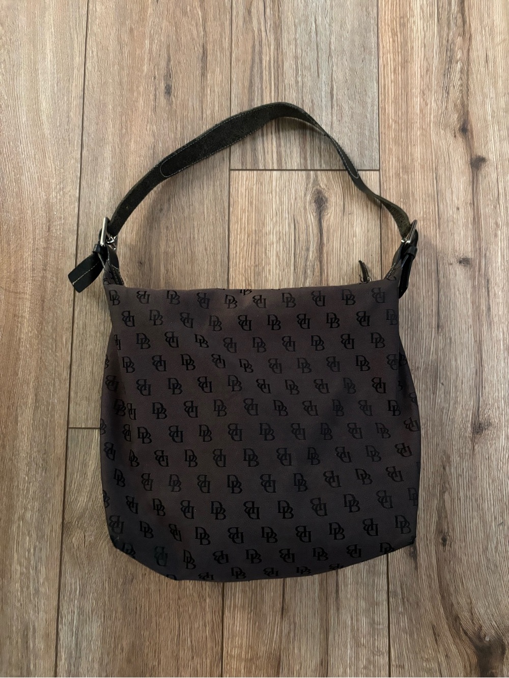 Vintage Y2K Dooney & Bourkey Brown/Mauve Monogram Canvas Shoulder Bag